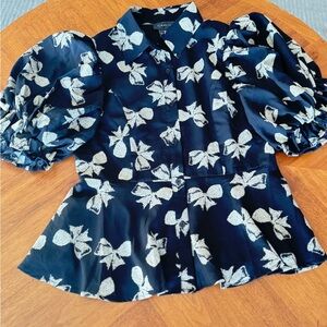 Elegant Black and White Floral Top